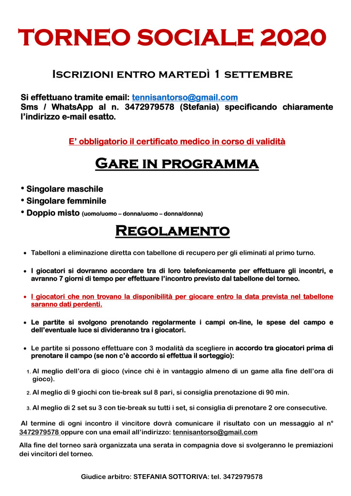 TORNEO SOCIALE 2020